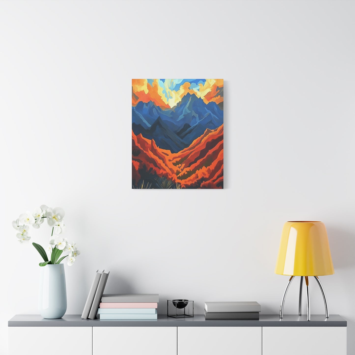 "Where are We?" Vibrant Mountain Landscape Canvas Art