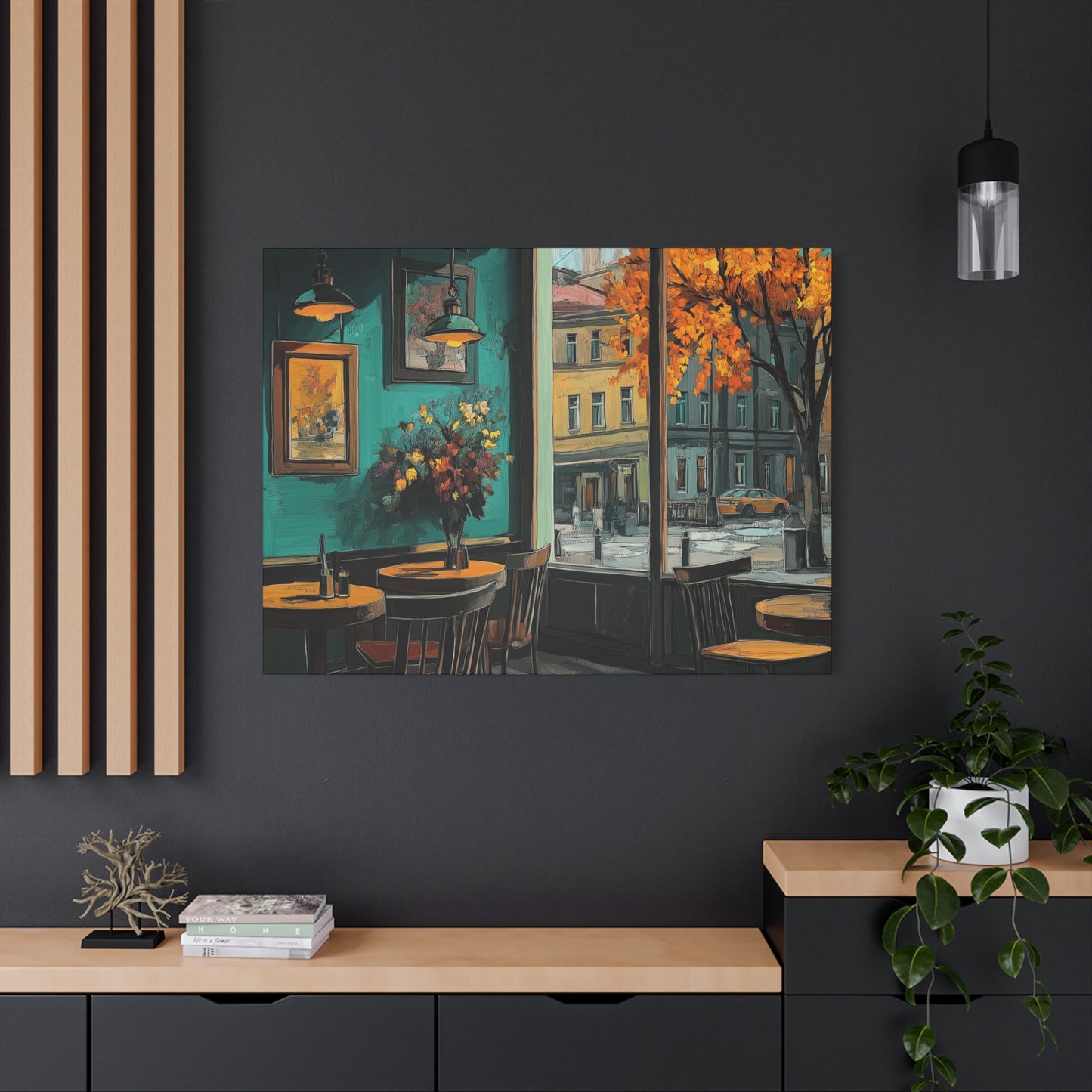 Autumn Café Wall Art Print - Stretched Matte Canvas (1.25")