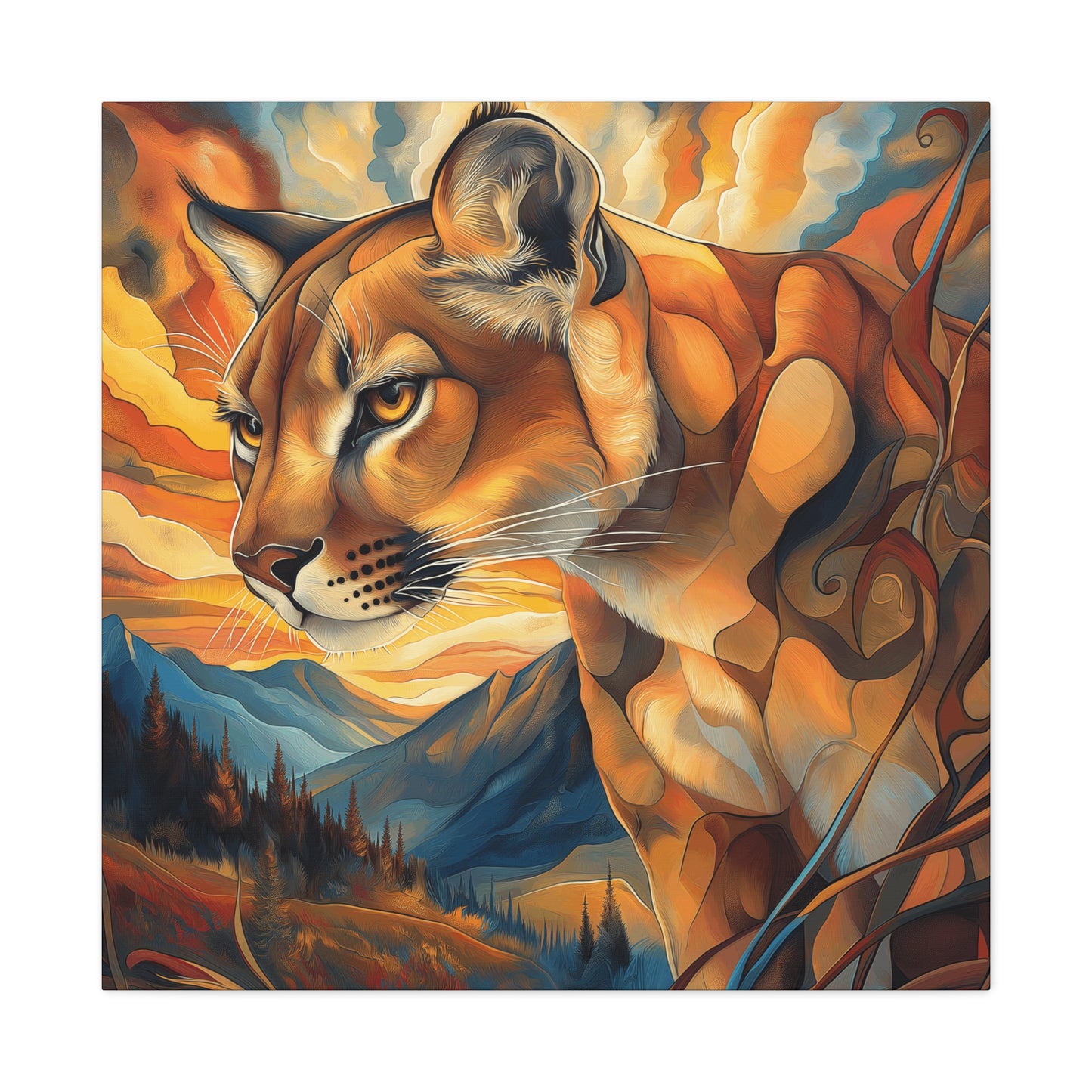 Vibrant Mountain Lion Canvas Print - Wall Art for Nature Lovers