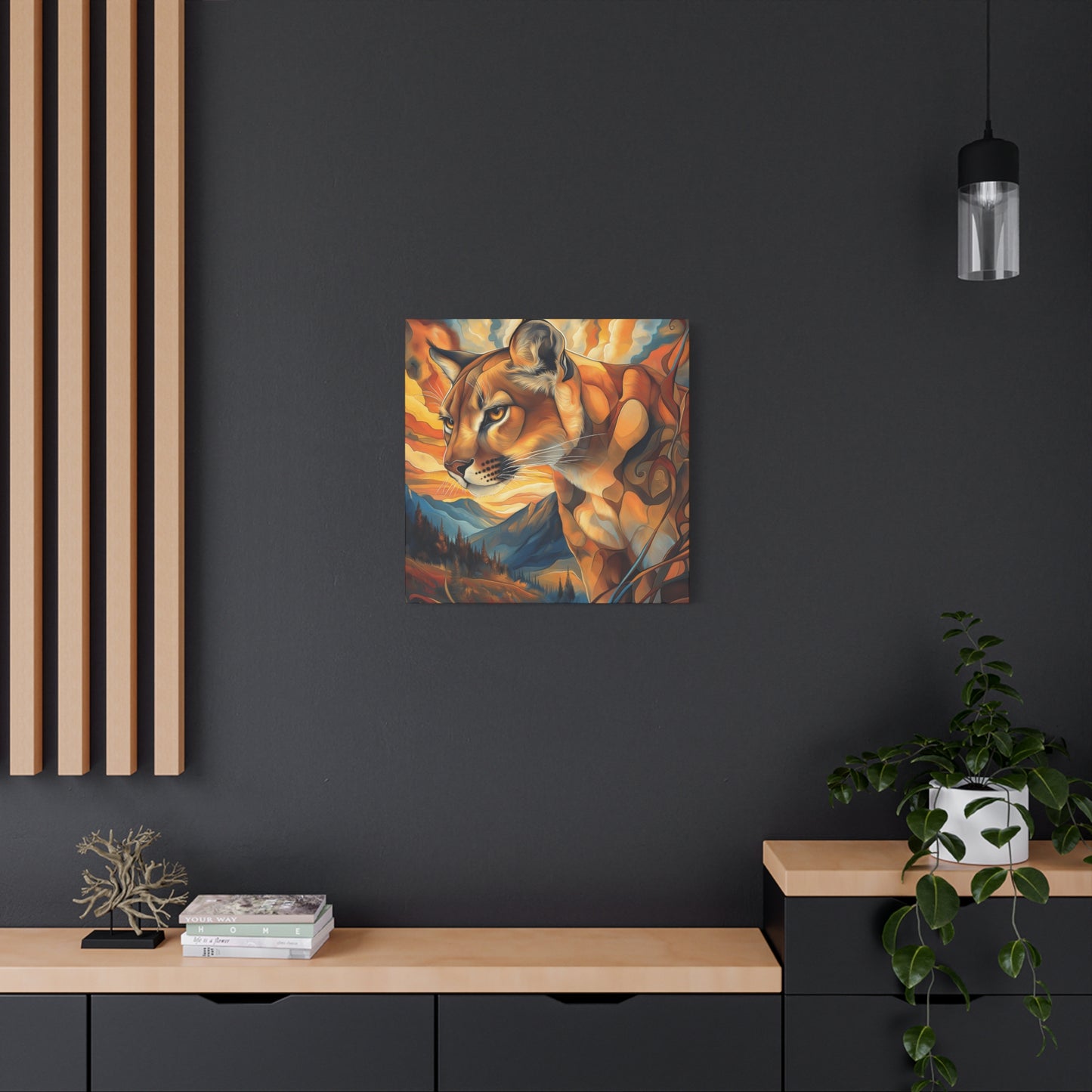 Vibrant Mountain Lion Canvas Print - Wall Art for Nature Lovers