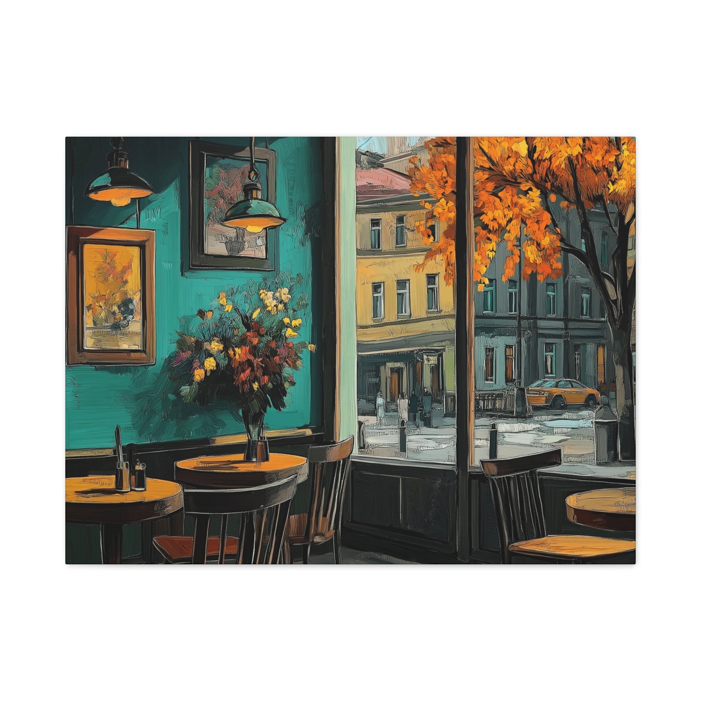 Autumn Café Wall Art Print - Stretched Matte Canvas (1.25")