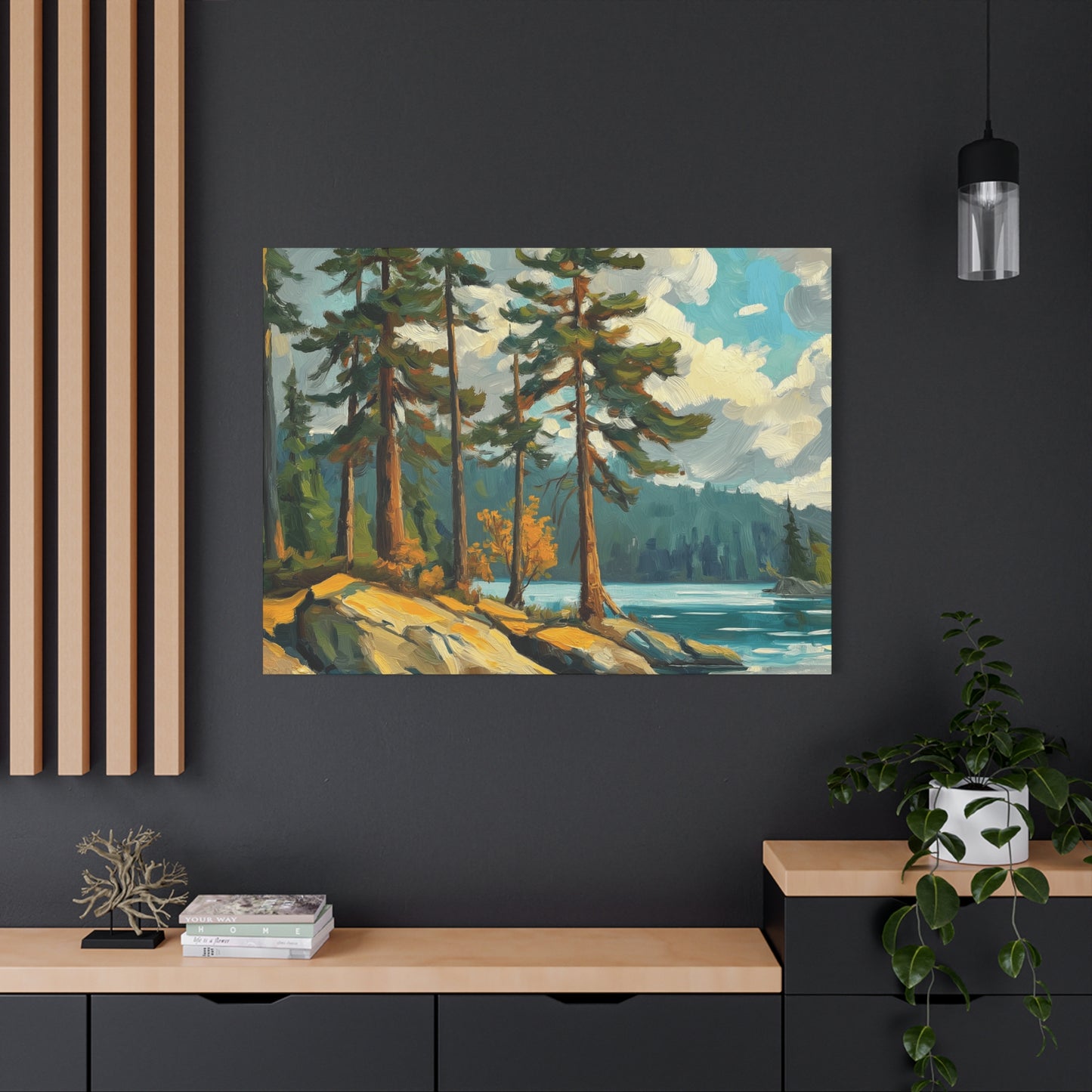 Pine Trees at High Mountain Lake