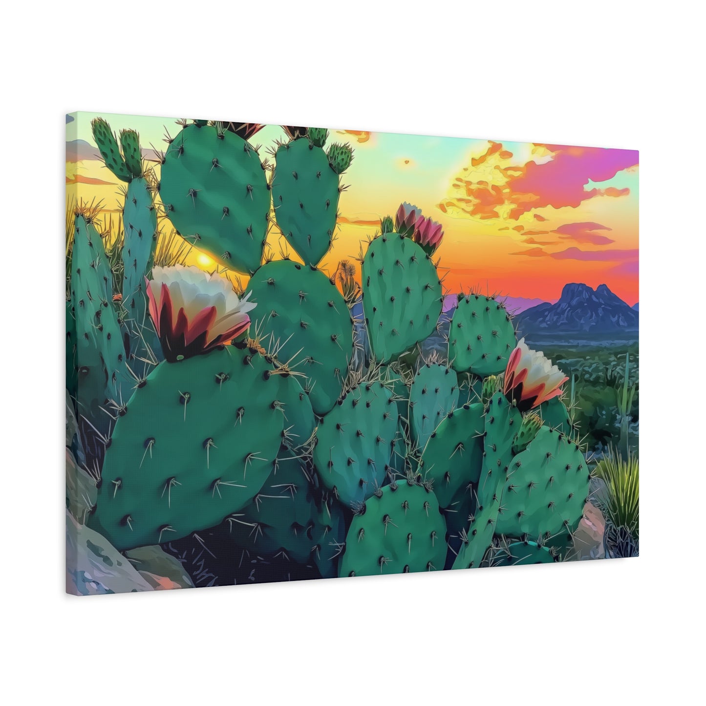 Canvas Art Print - Prickly Pear Blooming Vista 2