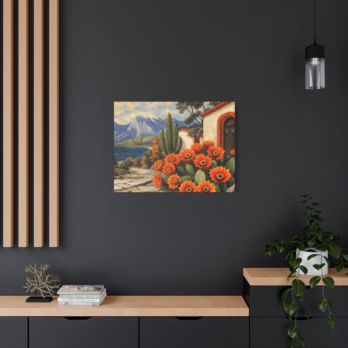 Vibrant Cactus Landscape Canvas Art - 1.25" Stretched Matte Print