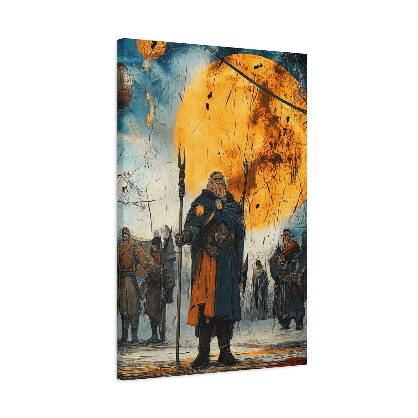 Epic Fantasy Wall Art - Stretched Matte Canvas, War Scene with Heroic Figure