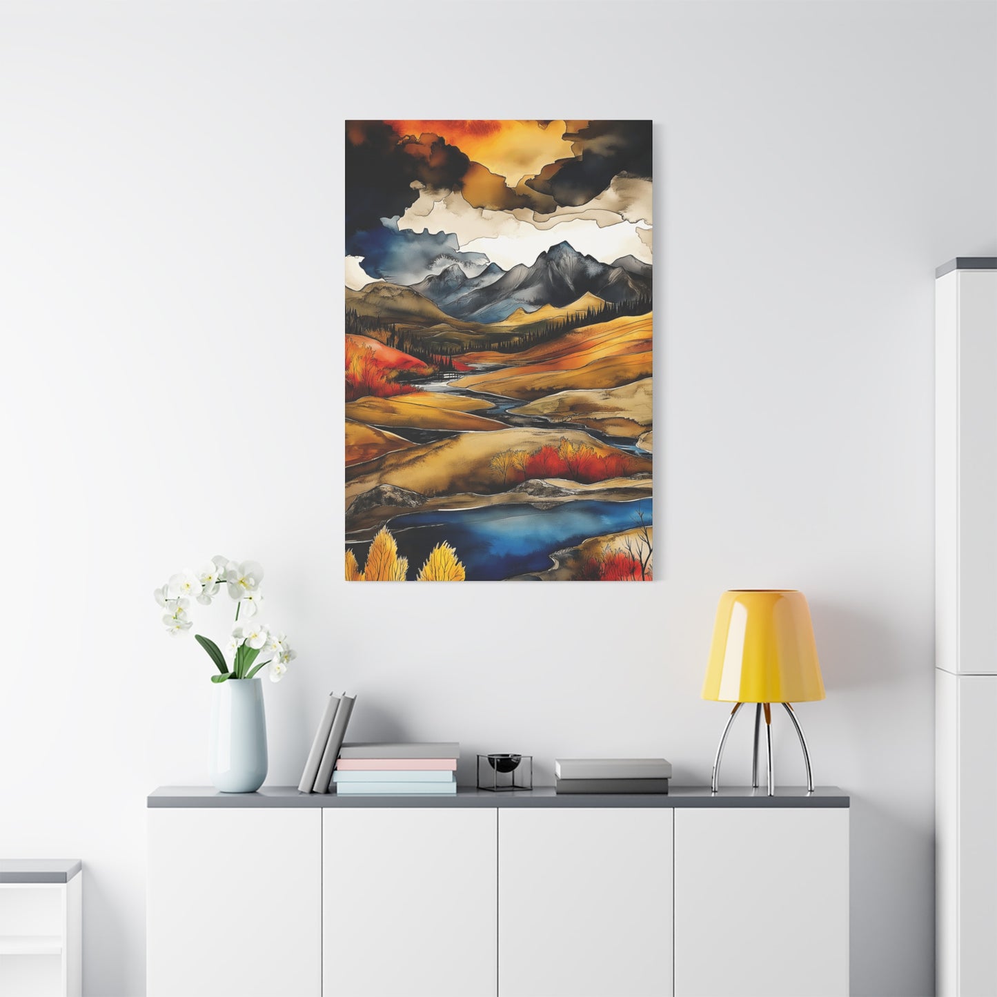 Mountain Landscape Art Print on Matte Canvas