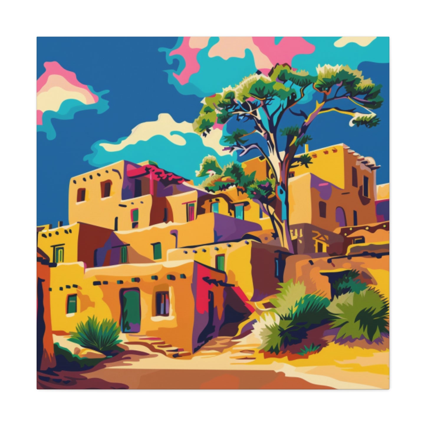 Canvas Art Print - NM Pueblo New Village 2