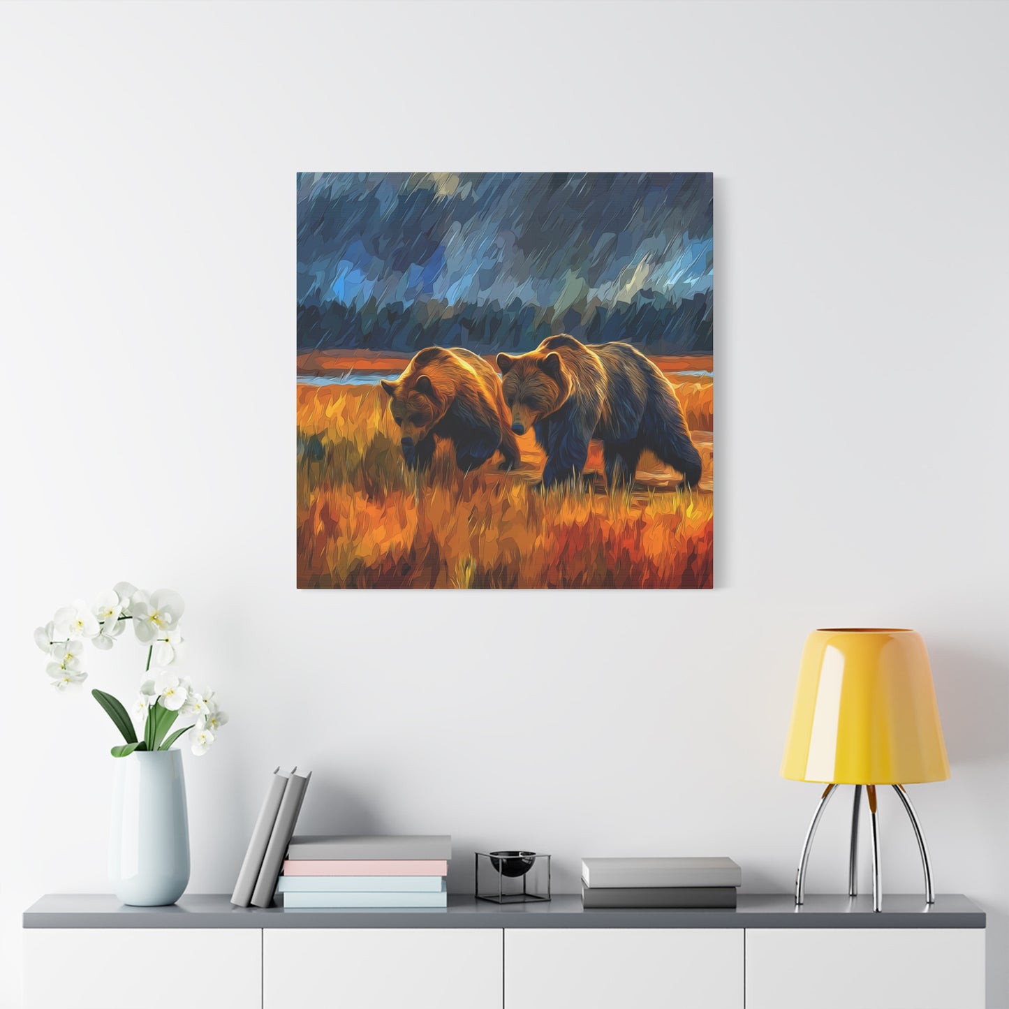 Canvas Print Travelin' Bears in Storm