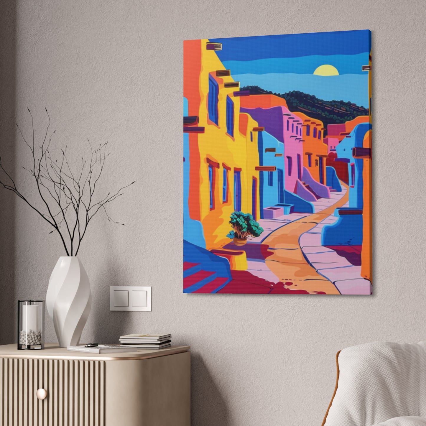 Colorful Southwest Village Sunset-1.5 in. Depth