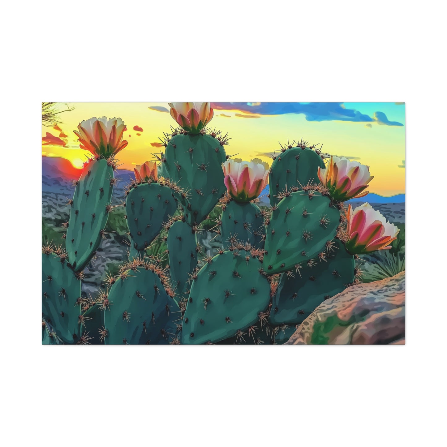 Canvas Print - Prickly Pear Blooming Vista 1 - Matte, Stretched