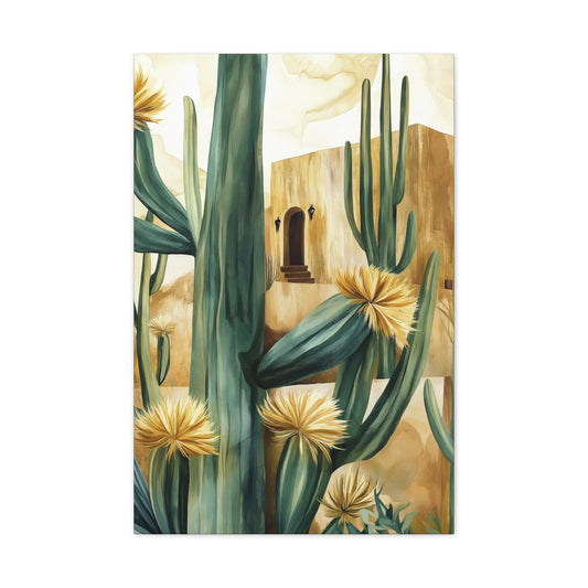 Church and Cacti Canvas Art
