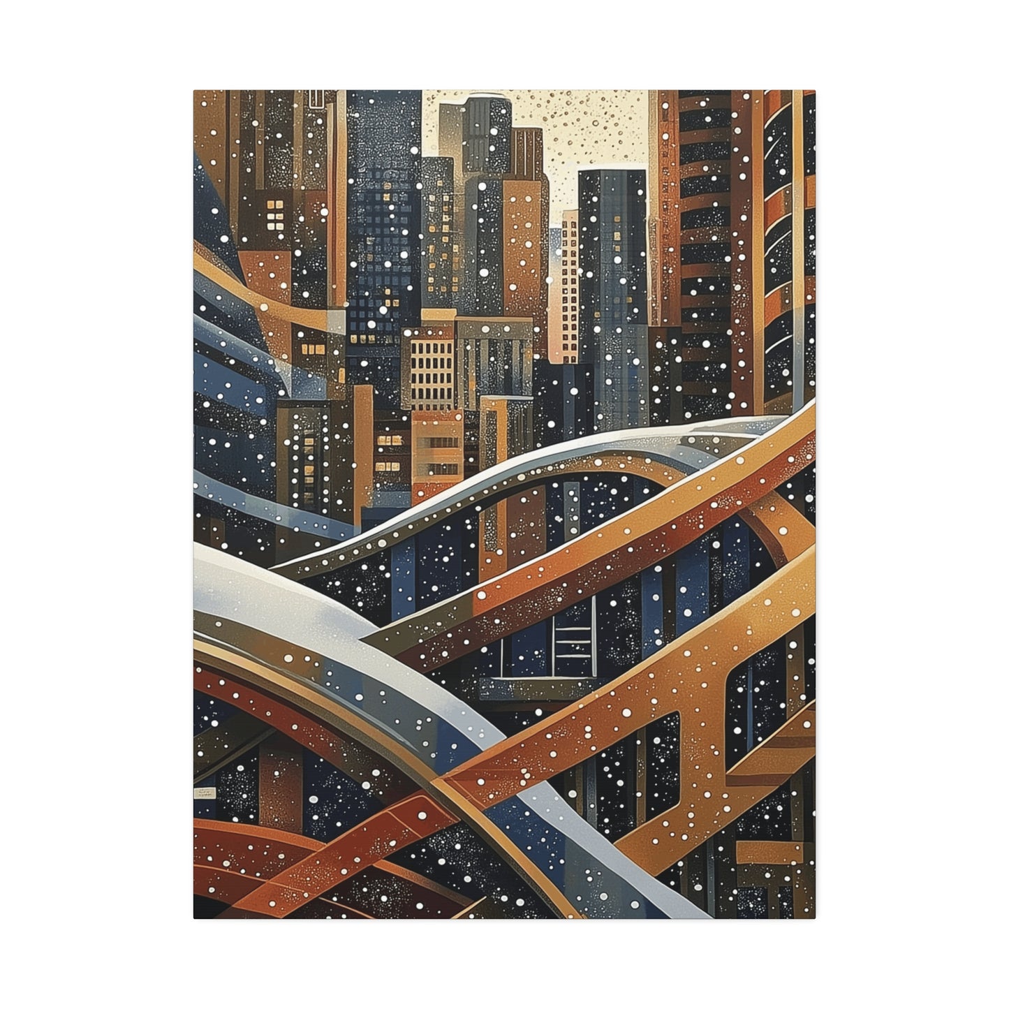 Urban Snowfall Canvas Art - Stretched Wall Decor 1.5 in. depth