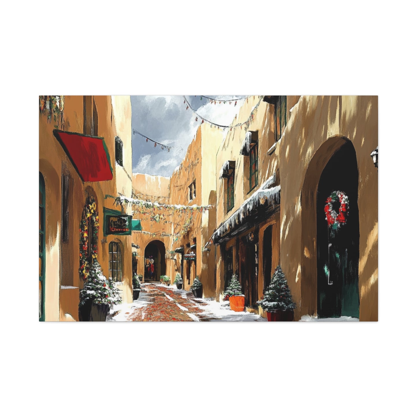 Canvas Wall Art - Santa Fe Winter Christmas Alley 22
