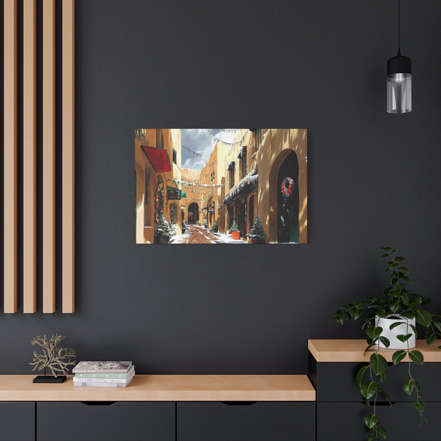 Canvas Wall Art - Santa Fe Winter Christmas Alley 22