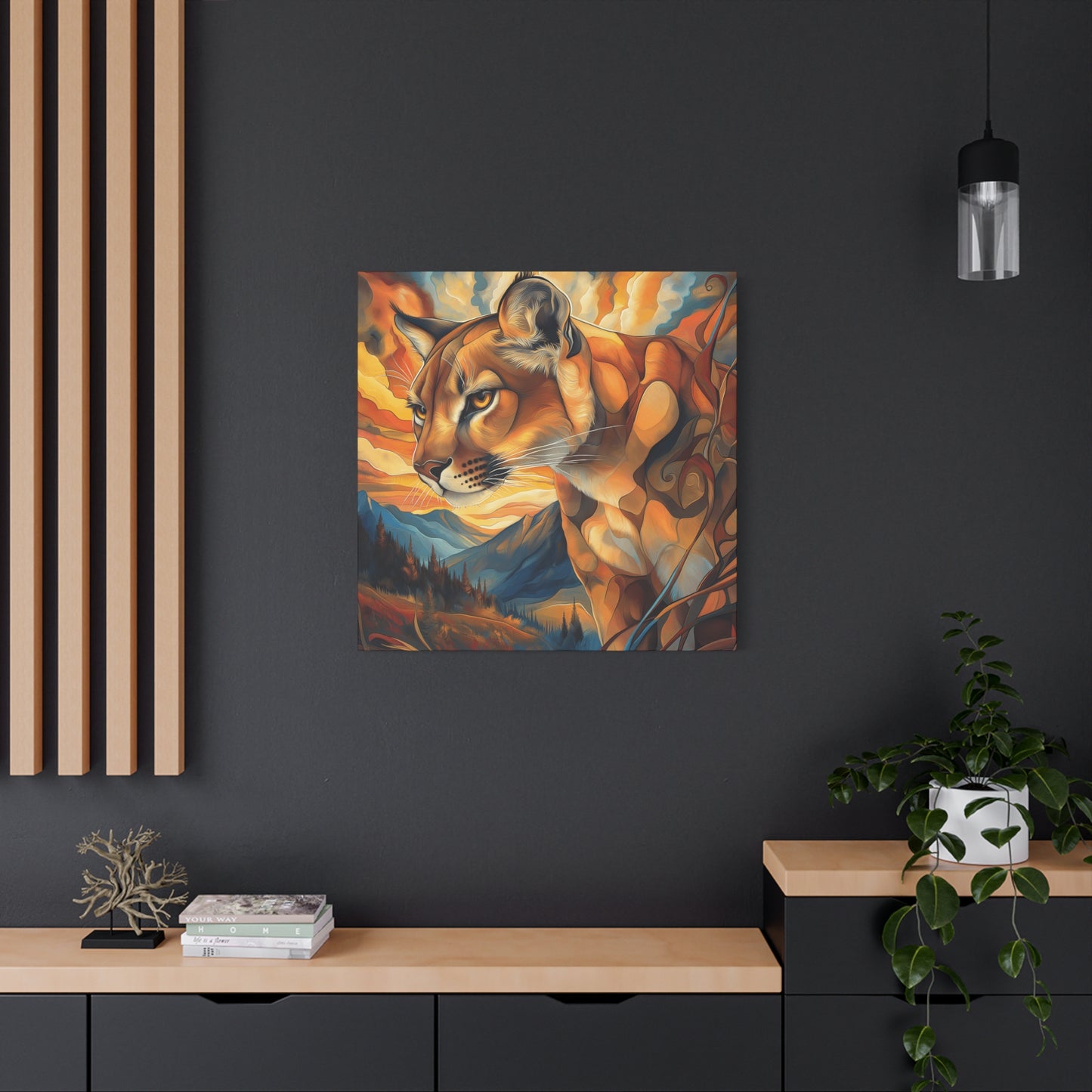 Vibrant Mountain Lion Canvas Print - Wall Art for Nature Lovers
