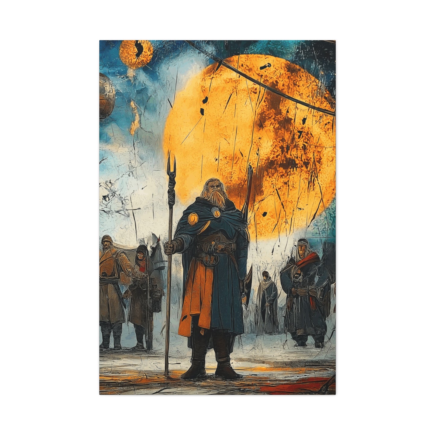 Epic Fantasy Wall Art - Stretched Matte Canvas, War Scene with Heroic Figure