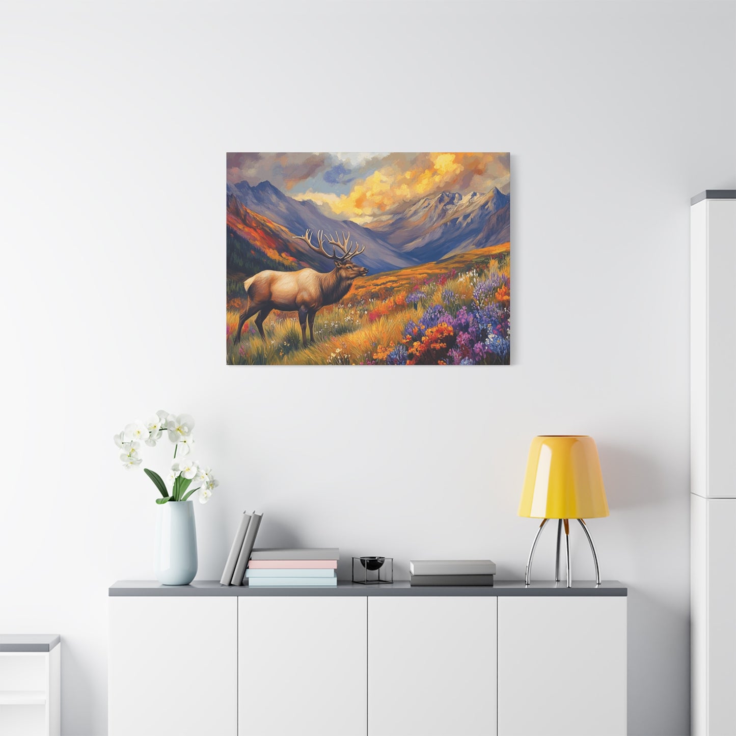 Elk Mountain Landscape Canvas Art - Nature Wall Decor