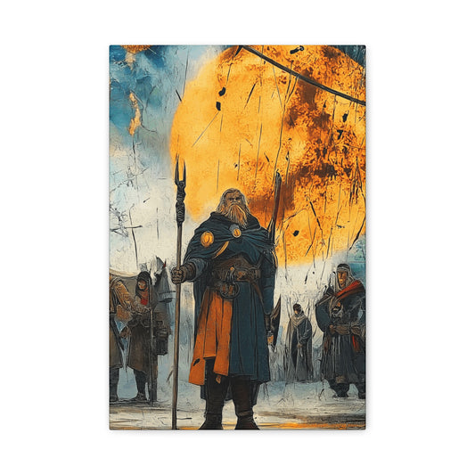 Epic Fantasy Wall Art - Stretched Matte Canvas, War Scene with Heroic Figure