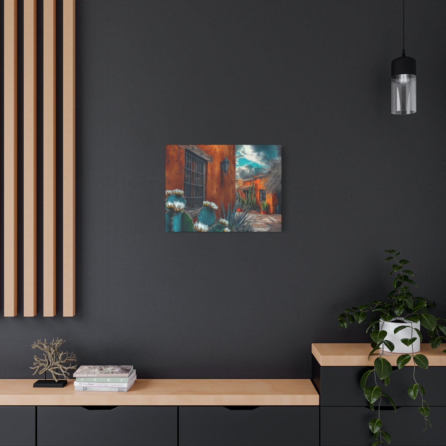 Canvas Print - NM Pueblo Casa with Cactus