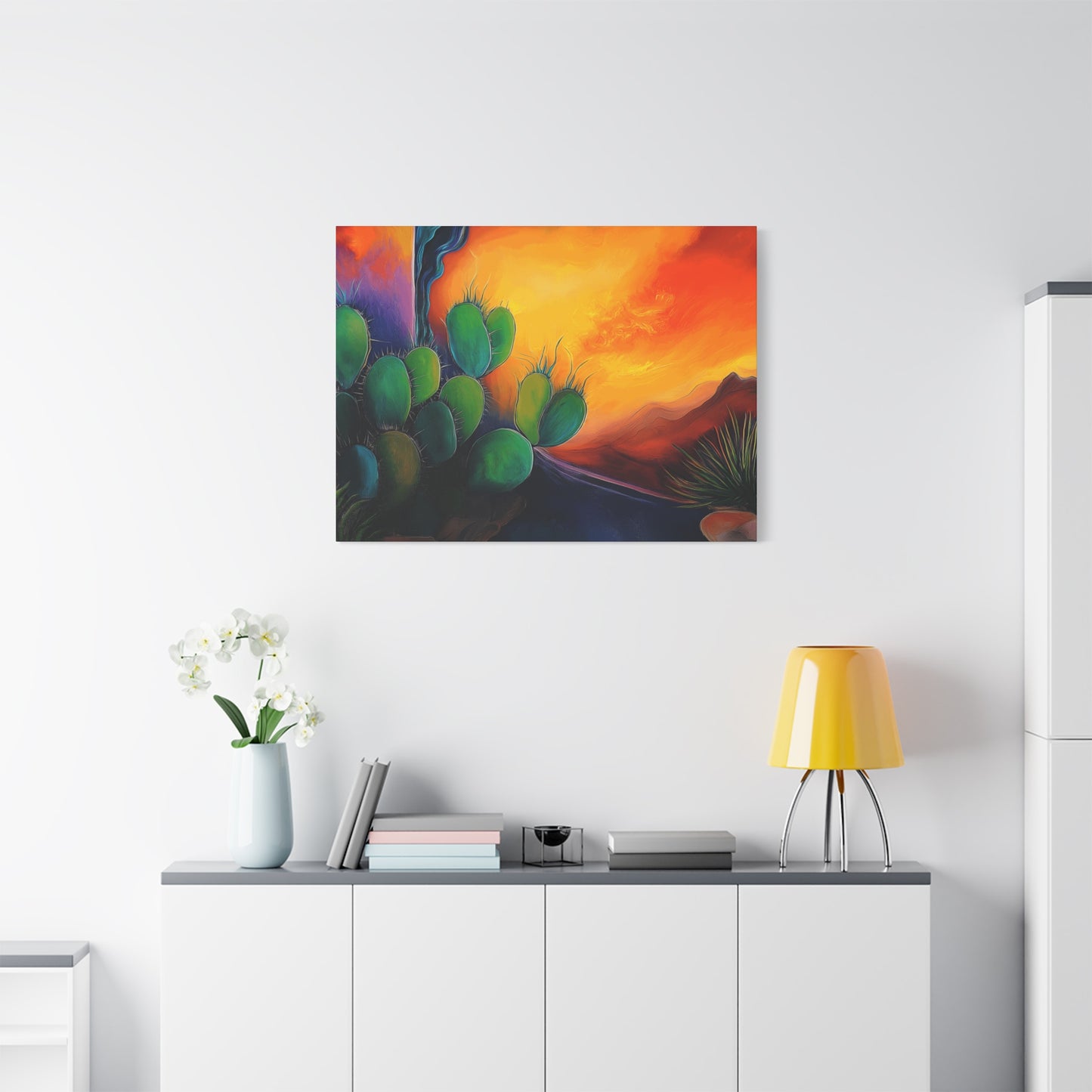 Vibrant Cactus Sunset Canvas Wall Art