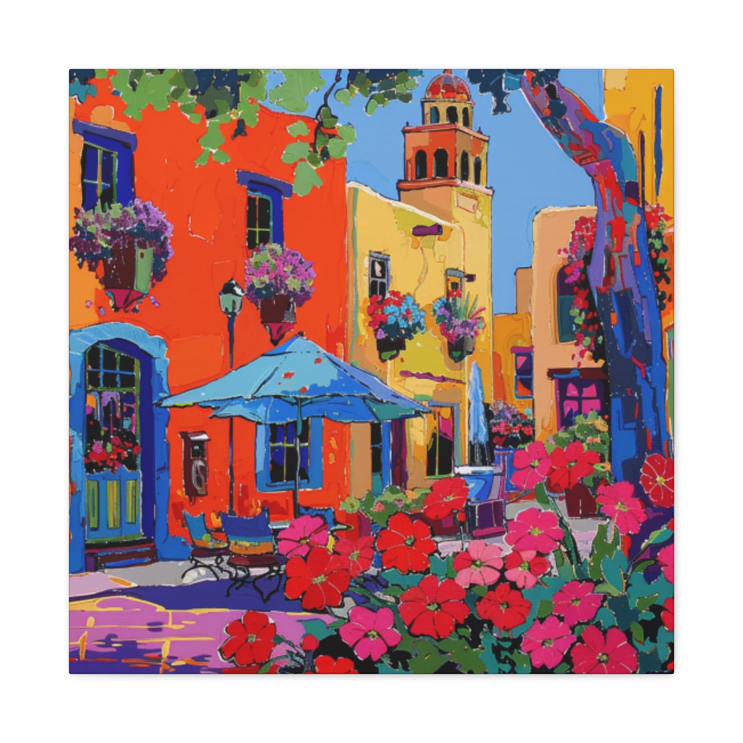 Canvas Print Santa Fe Festive Street Scene