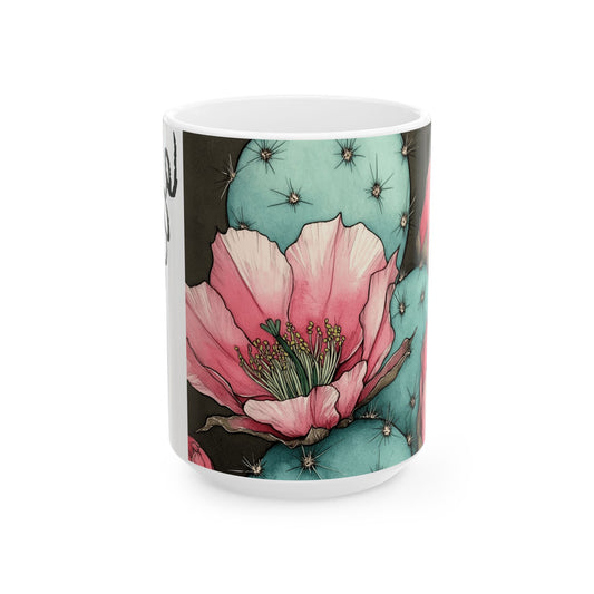 Floral Cactus Ceramic Mug -THRIVE