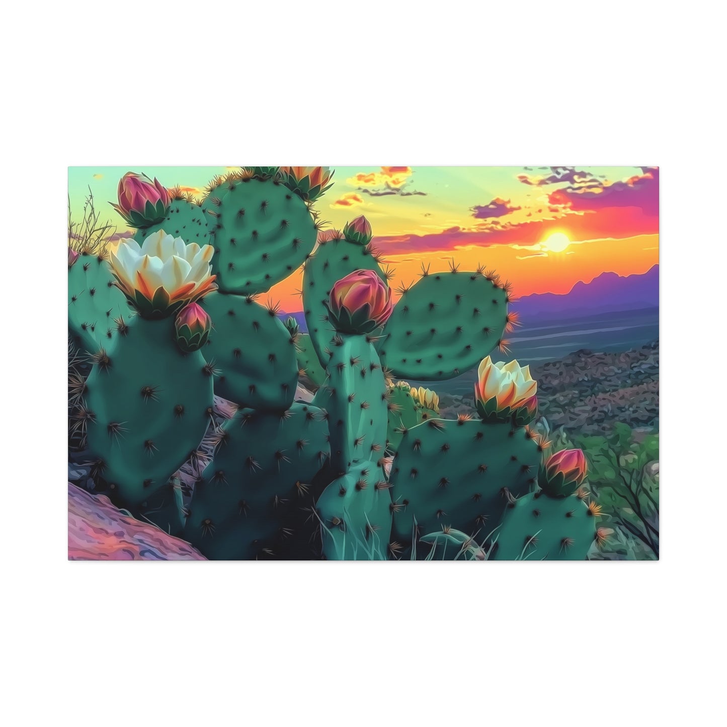 Canvas Print - Prickly Pear Blooming Vista 3