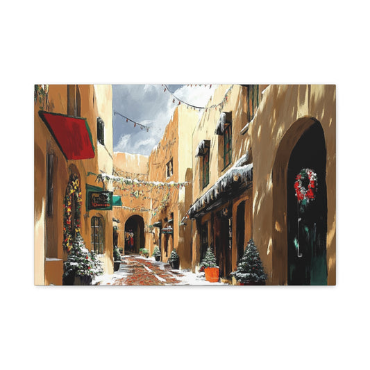 Canvas Wall Art - Santa Fe Winter Christmas Alley 22
