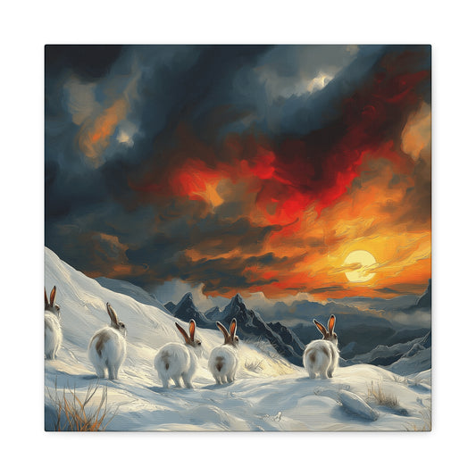 Serene Bunny Landscape Canvas Art - Scenic Home Décor for Animal Lovers