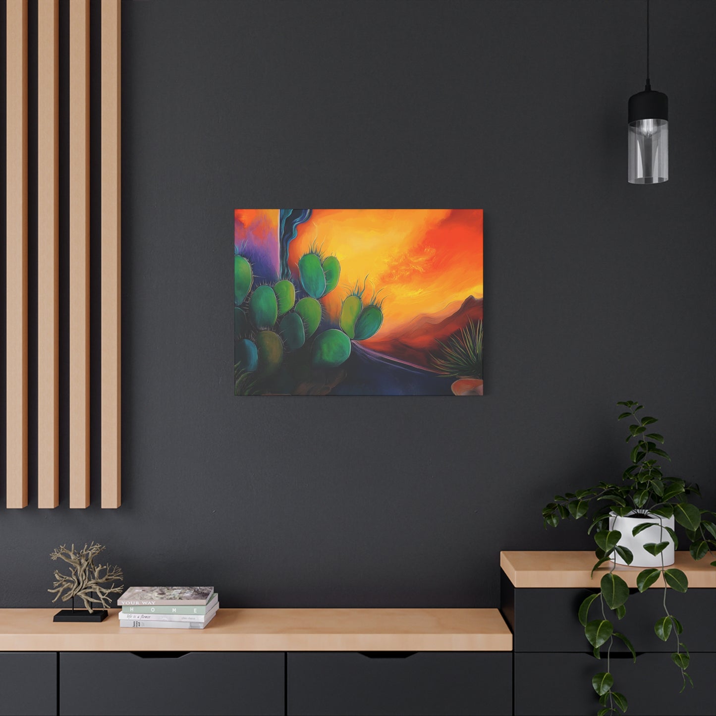 Vibrant Cactus Sunset Canvas Wall Art