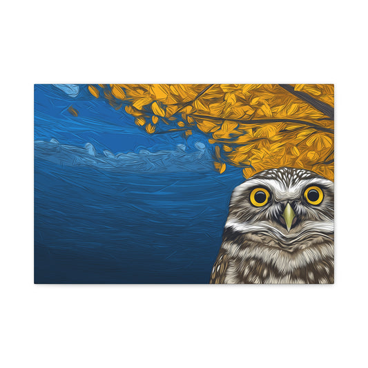 Canvas Print - Burrowing Owl in Aspen Tree