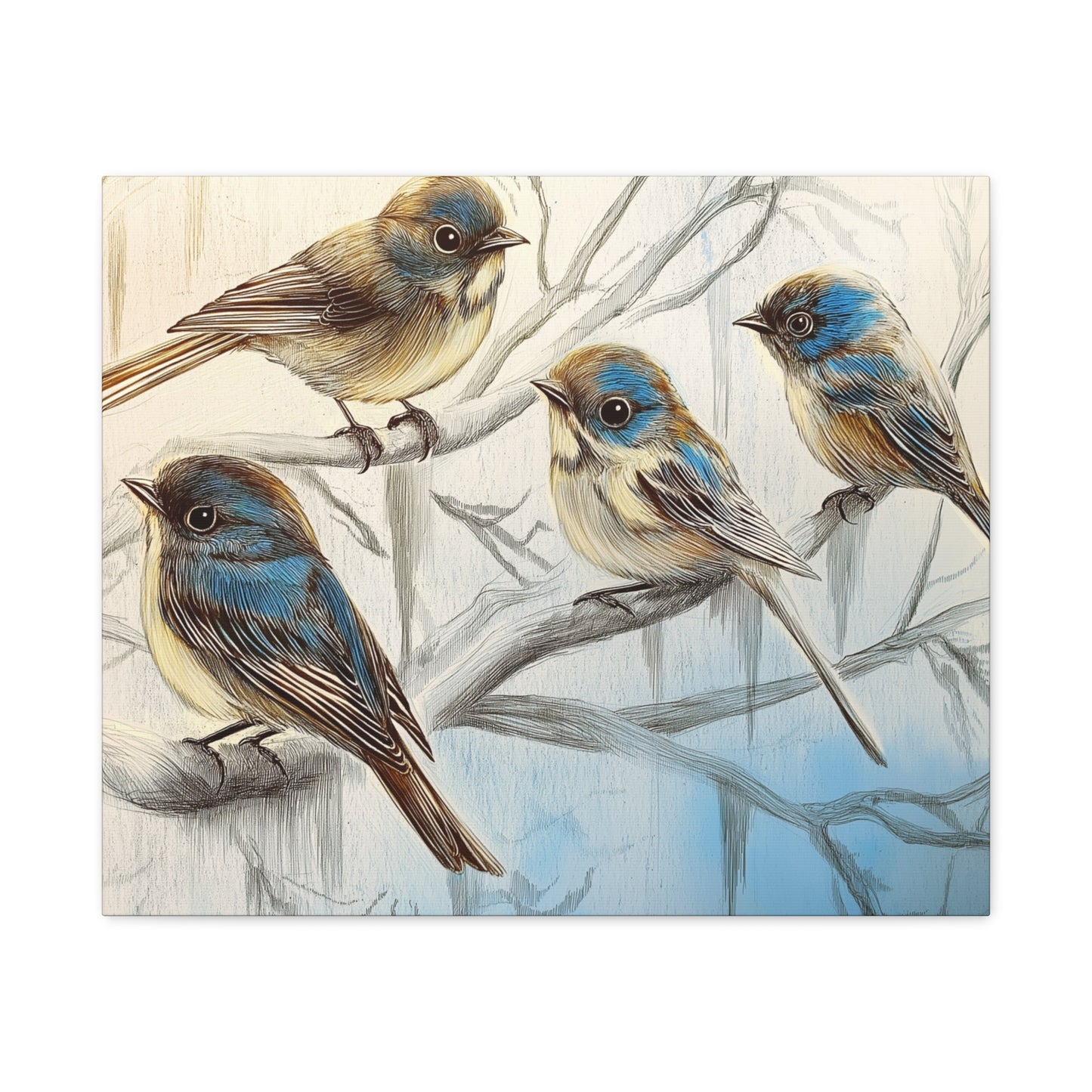 Canvas Wall Art - Bluebirds Gathering