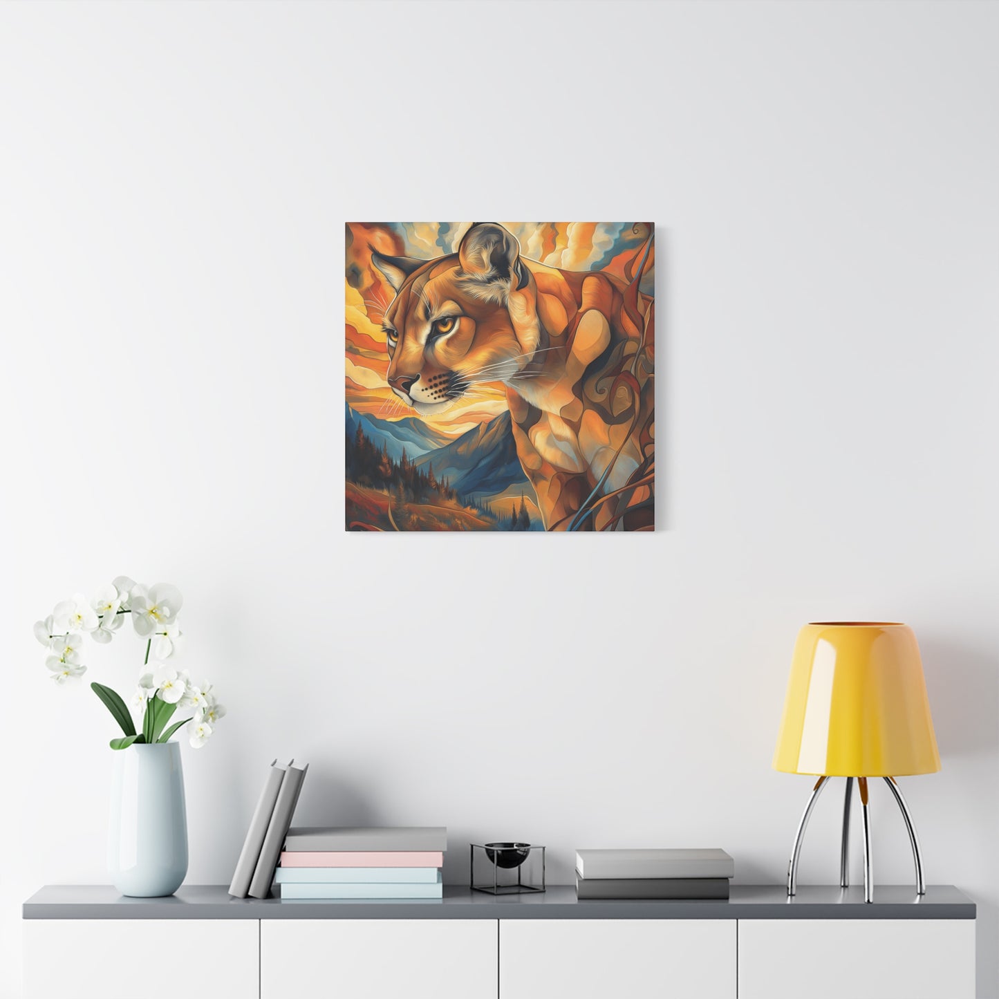 Vibrant Mountain Lion Canvas Print - Wall Art for Nature Lovers
