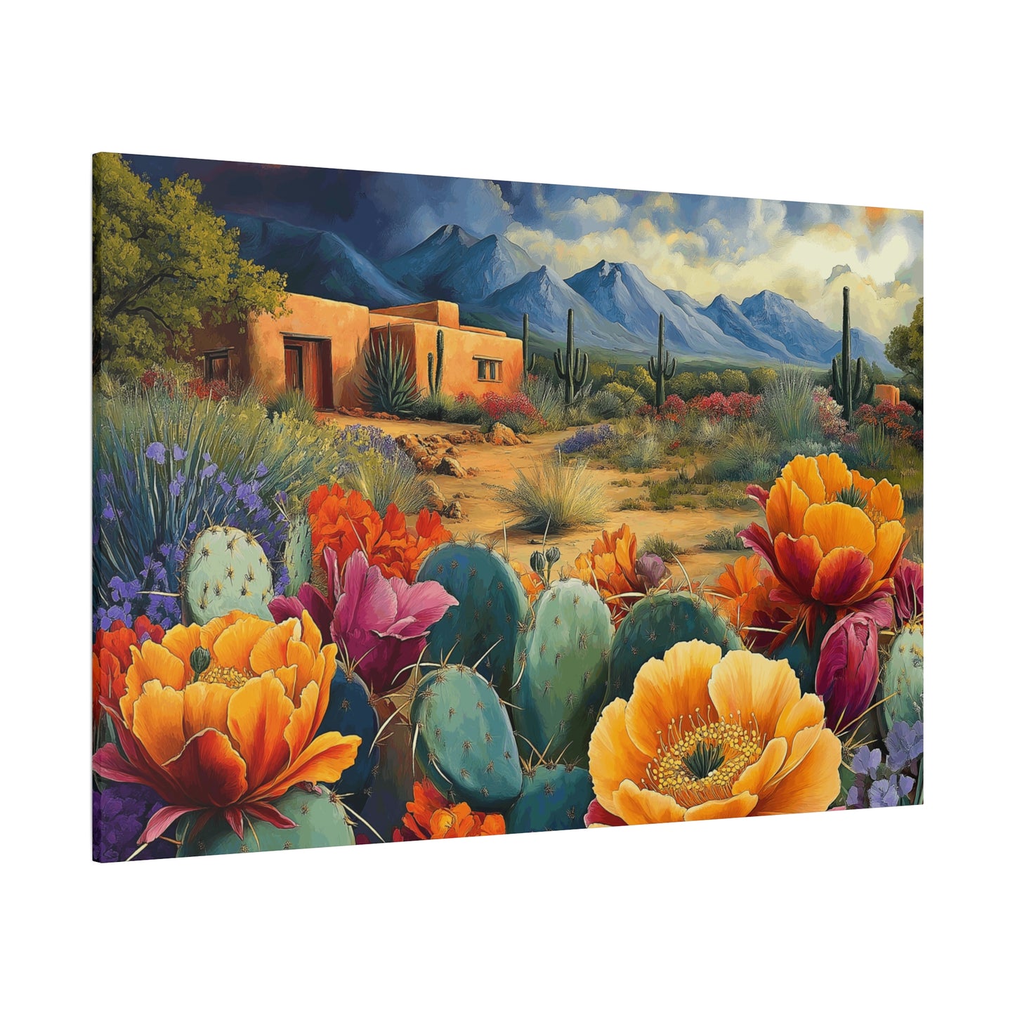 Desert Bloom Canvas Art - Vibrant Southwest Landscape