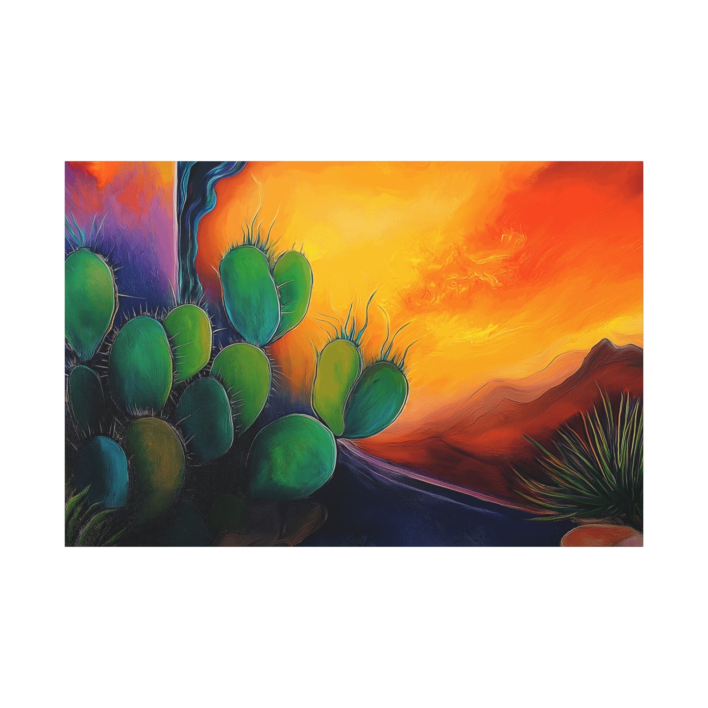 Vibrant Cactus Sunset Canvas Wall Art