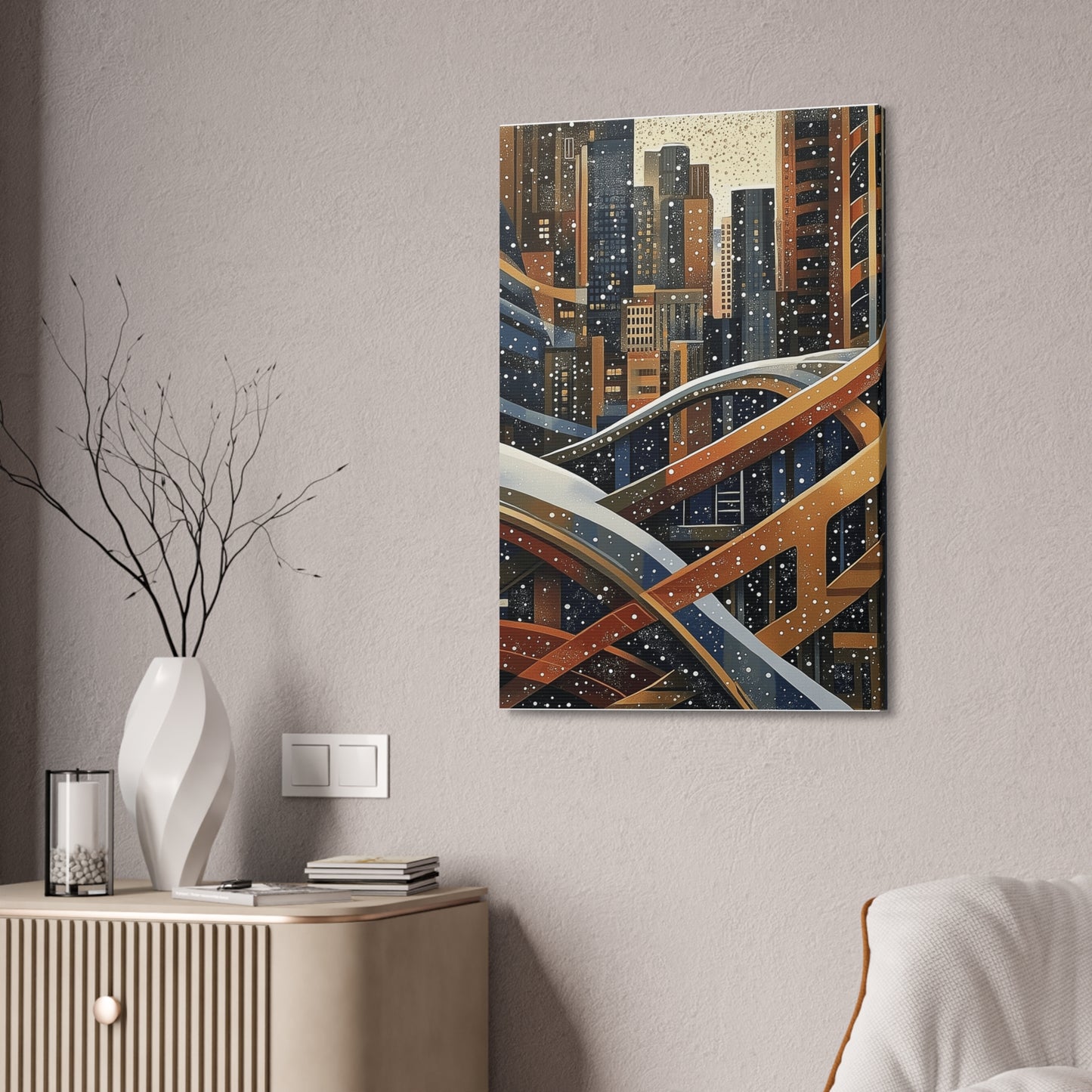 Urban Snowfall Canvas Art - Stretched Wall Decor 1.5 in. depth