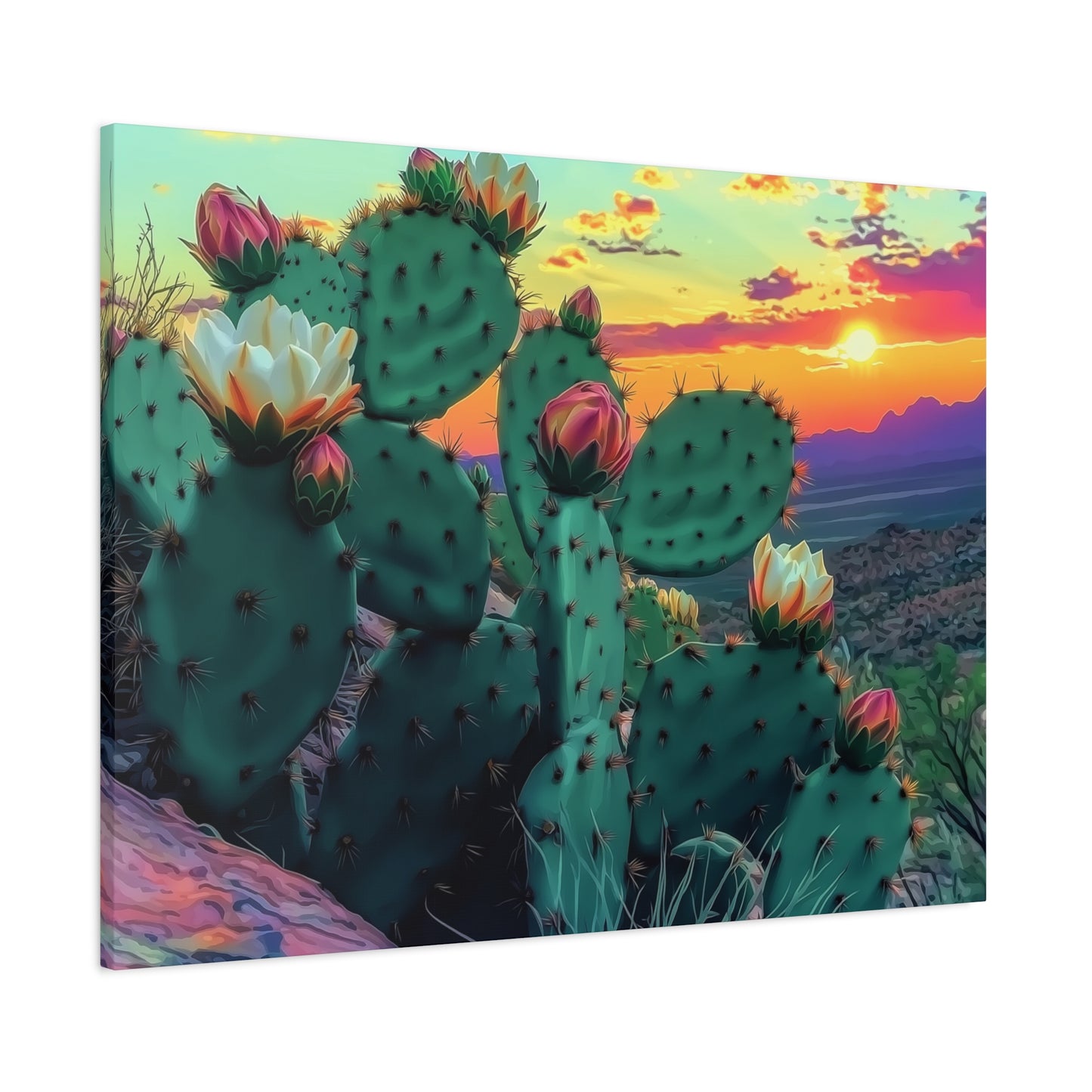 Canvas Print - Prickly Pear Blooming Vista 3
