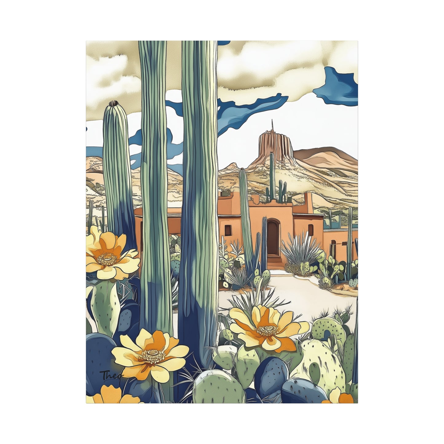 Desert Rose Canvas Art Print | Bohemian Home Decor | Southwestern Wall Art
