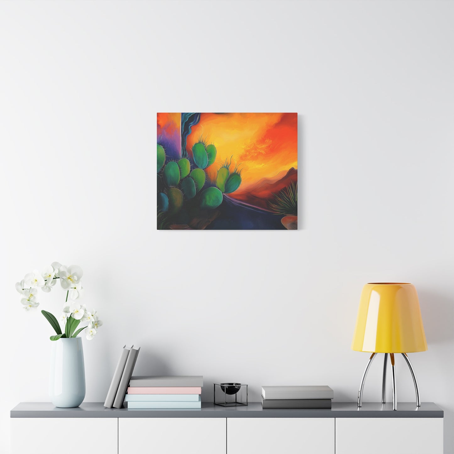 Vibrant Cactus Sunset Canvas Wall Art