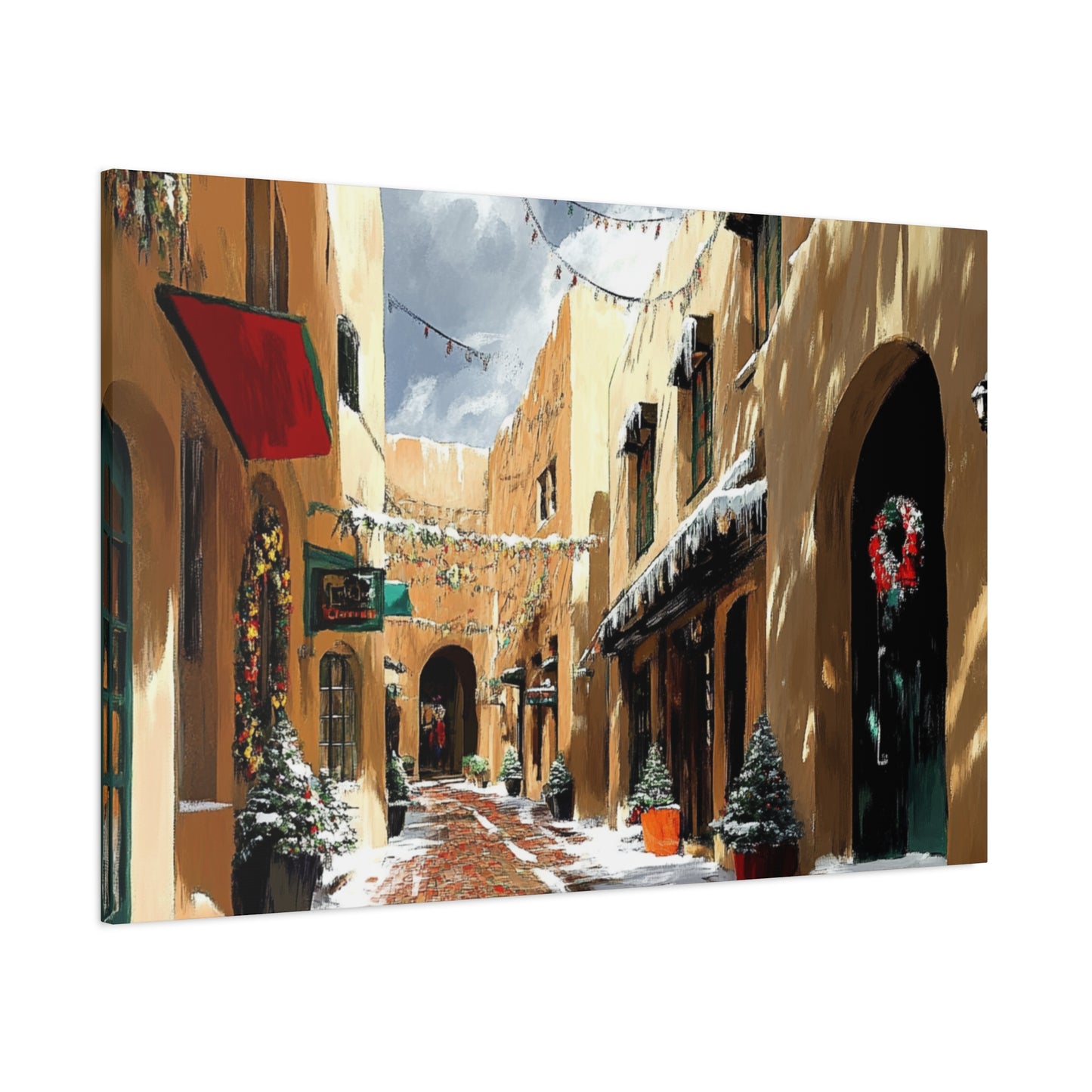Canvas Wall Art - Santa Fe Winter Christmas Alley 22