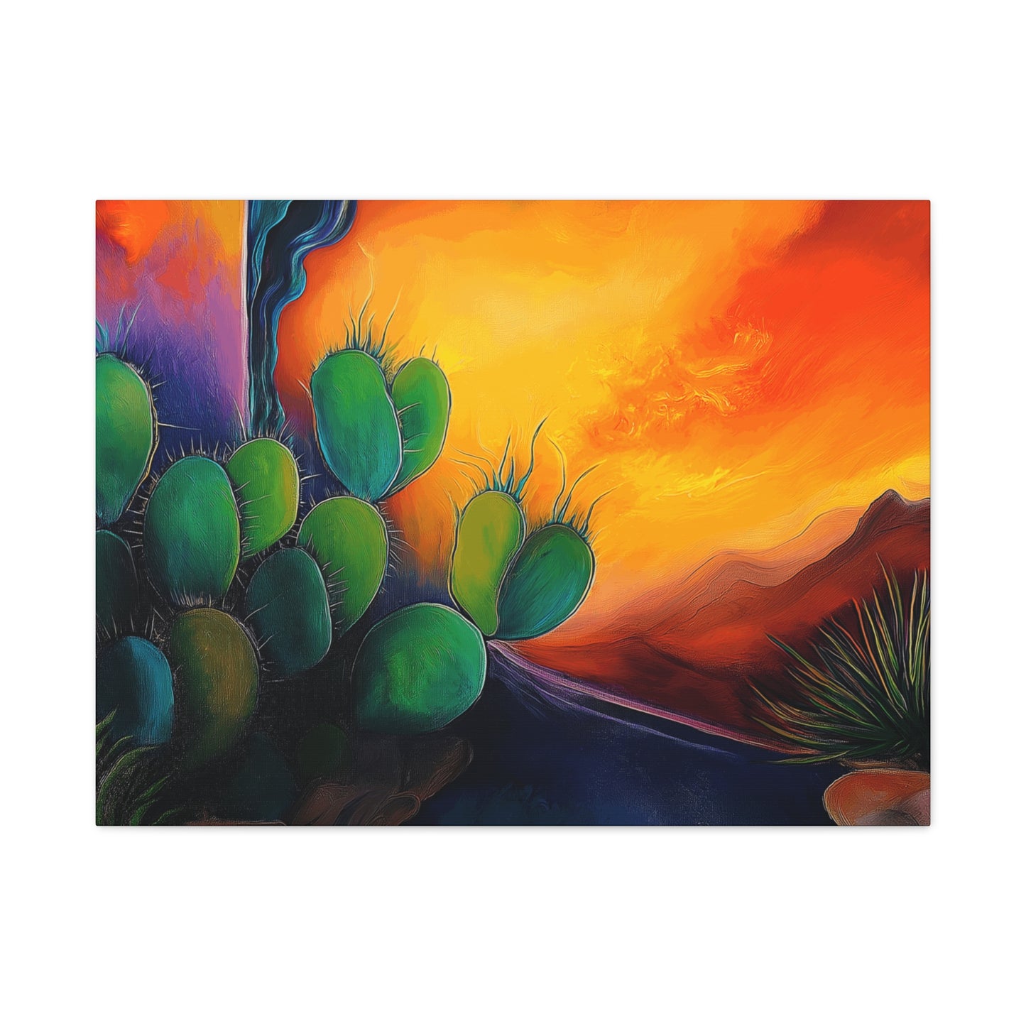 Vibrant Cactus Sunset Canvas Wall Art