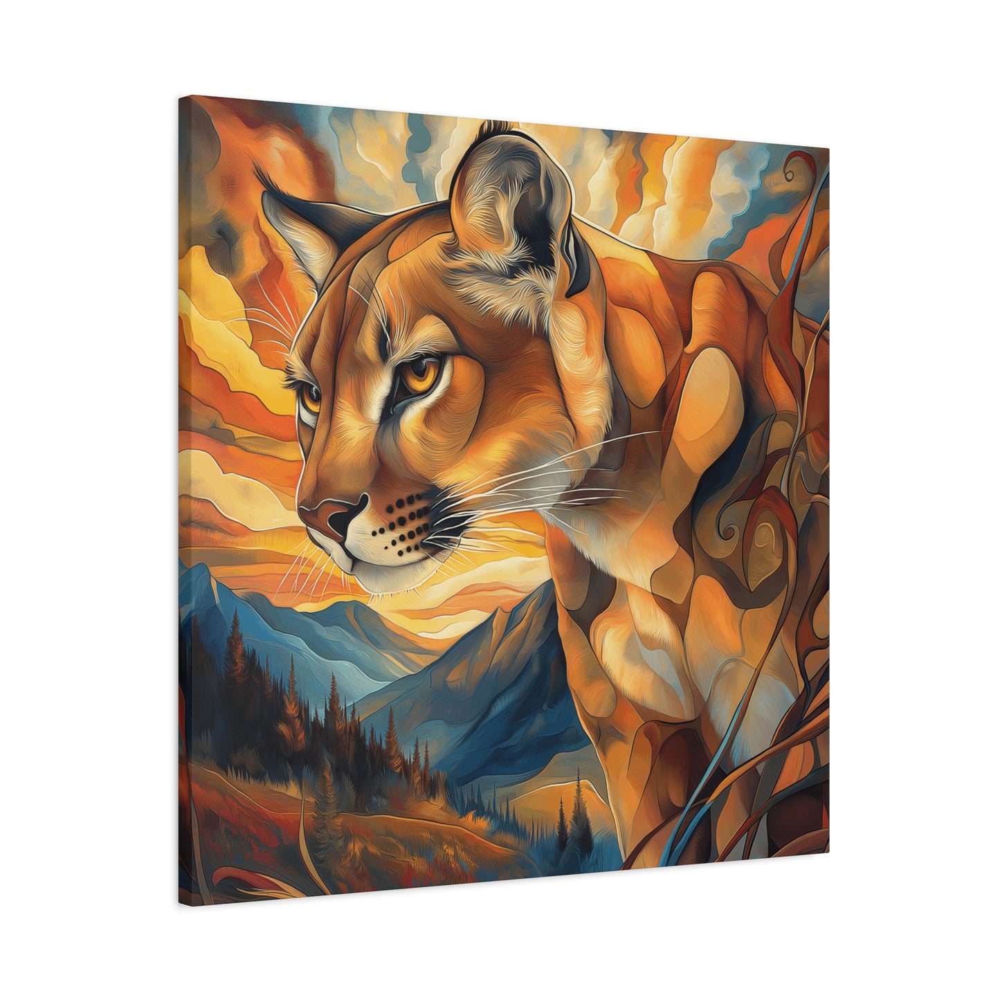 Vibrant Mountain Lion Canvas Print - Wall Art for Nature Lovers