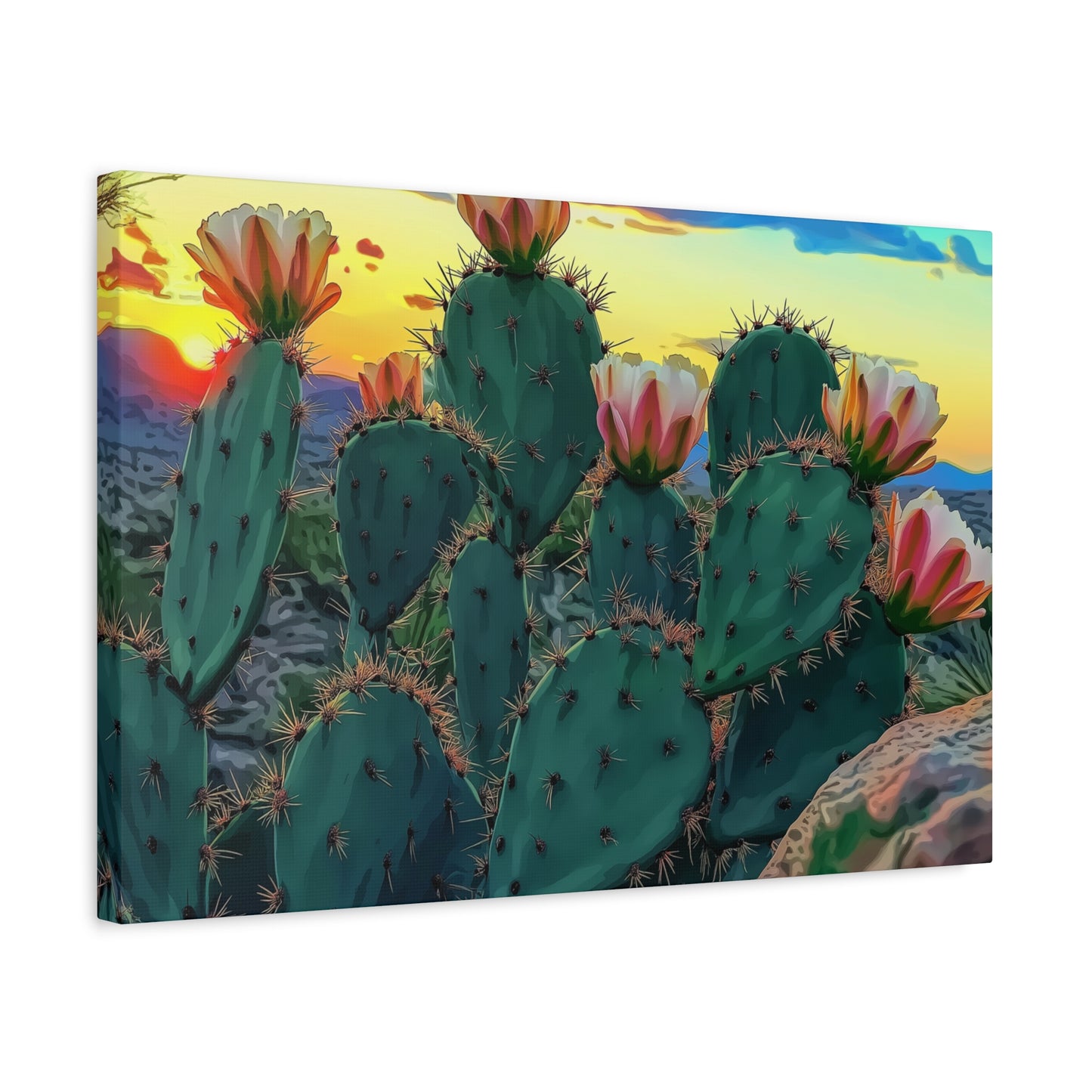 Canvas Print - Prickly Pear Blooming Vista 1 - Matte, Stretched