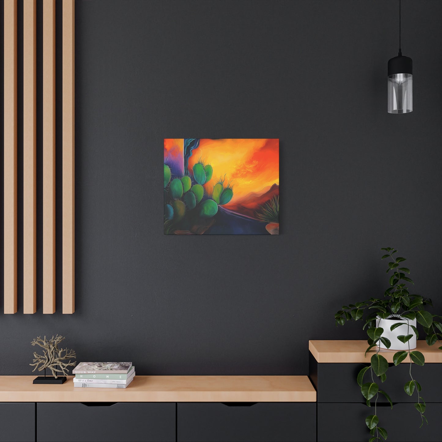 Vibrant Cactus Sunset Canvas Wall Art