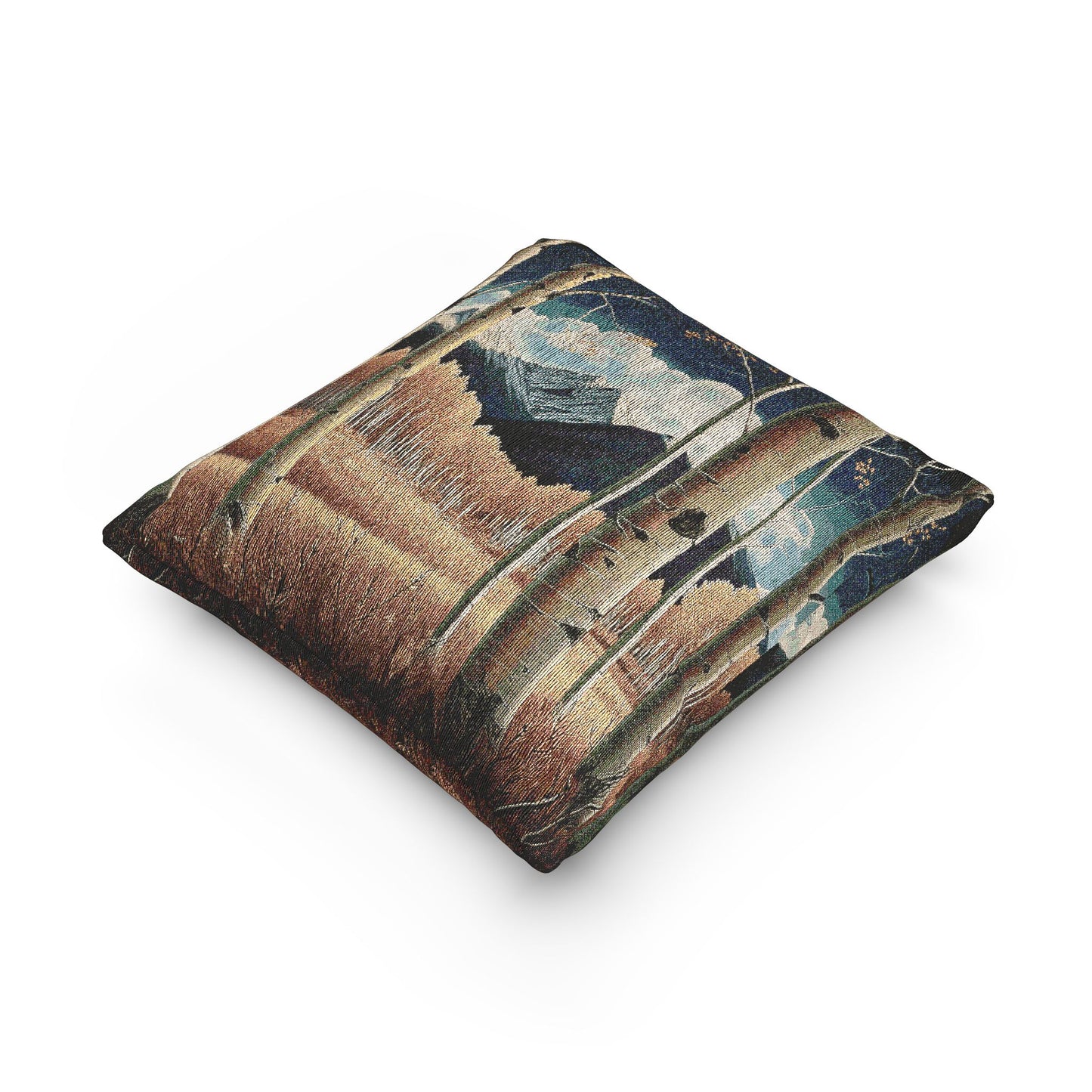 Rustic Woven Pillow - Nature Landscape Design, Cozy Home Décor