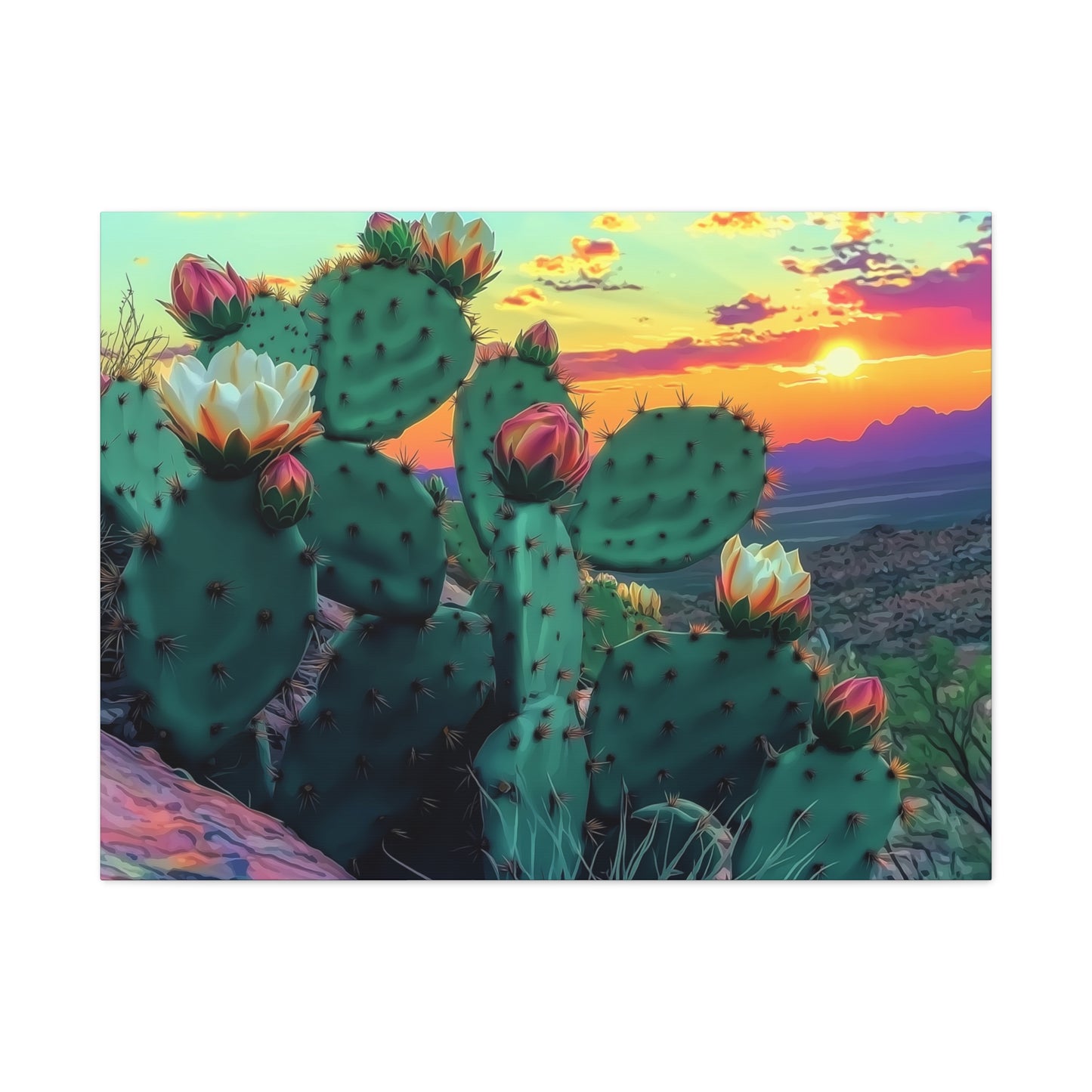 Canvas Print - Prickly Pear Blooming Vista 3