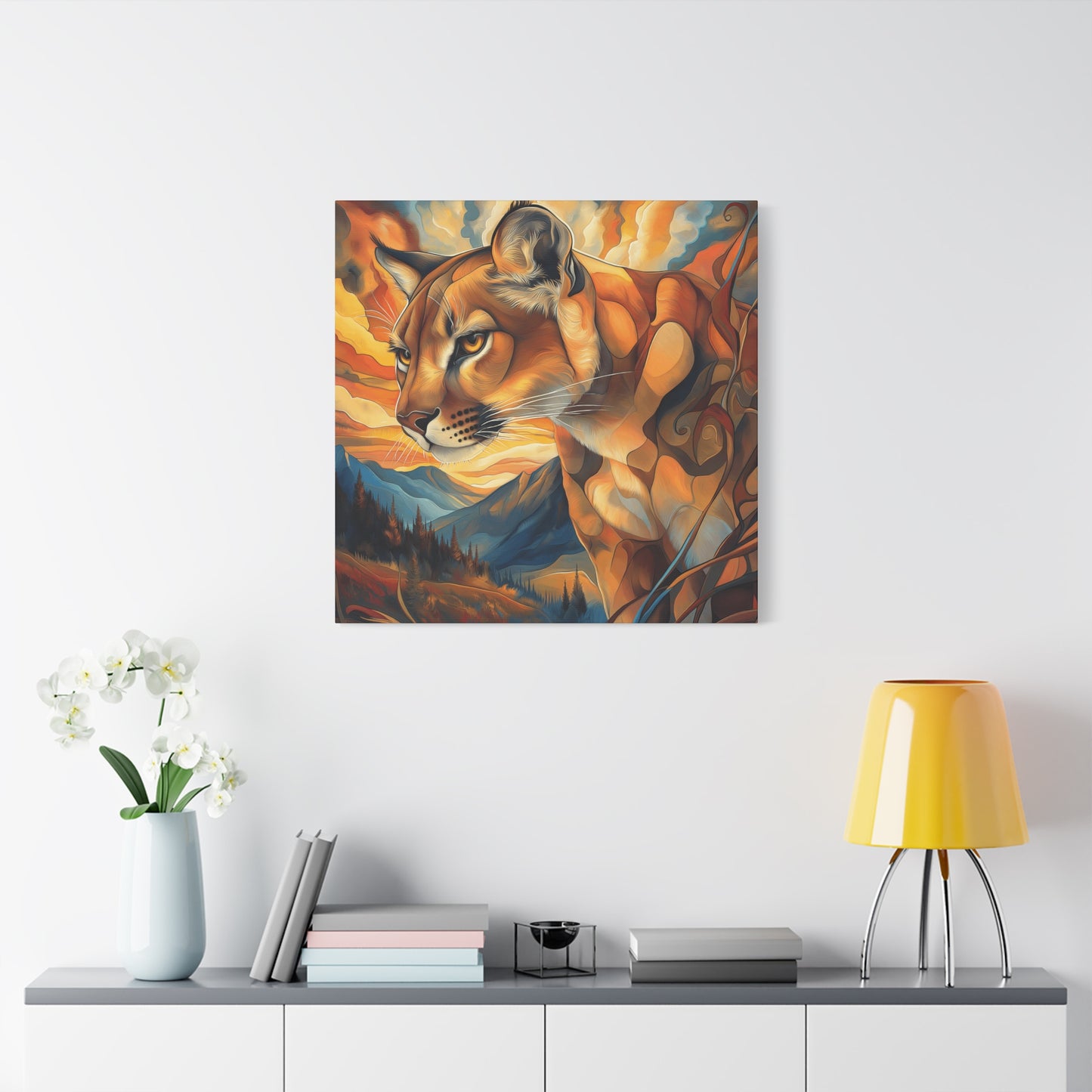 Vibrant Mountain Lion Canvas Print - Wall Art for Nature Lovers