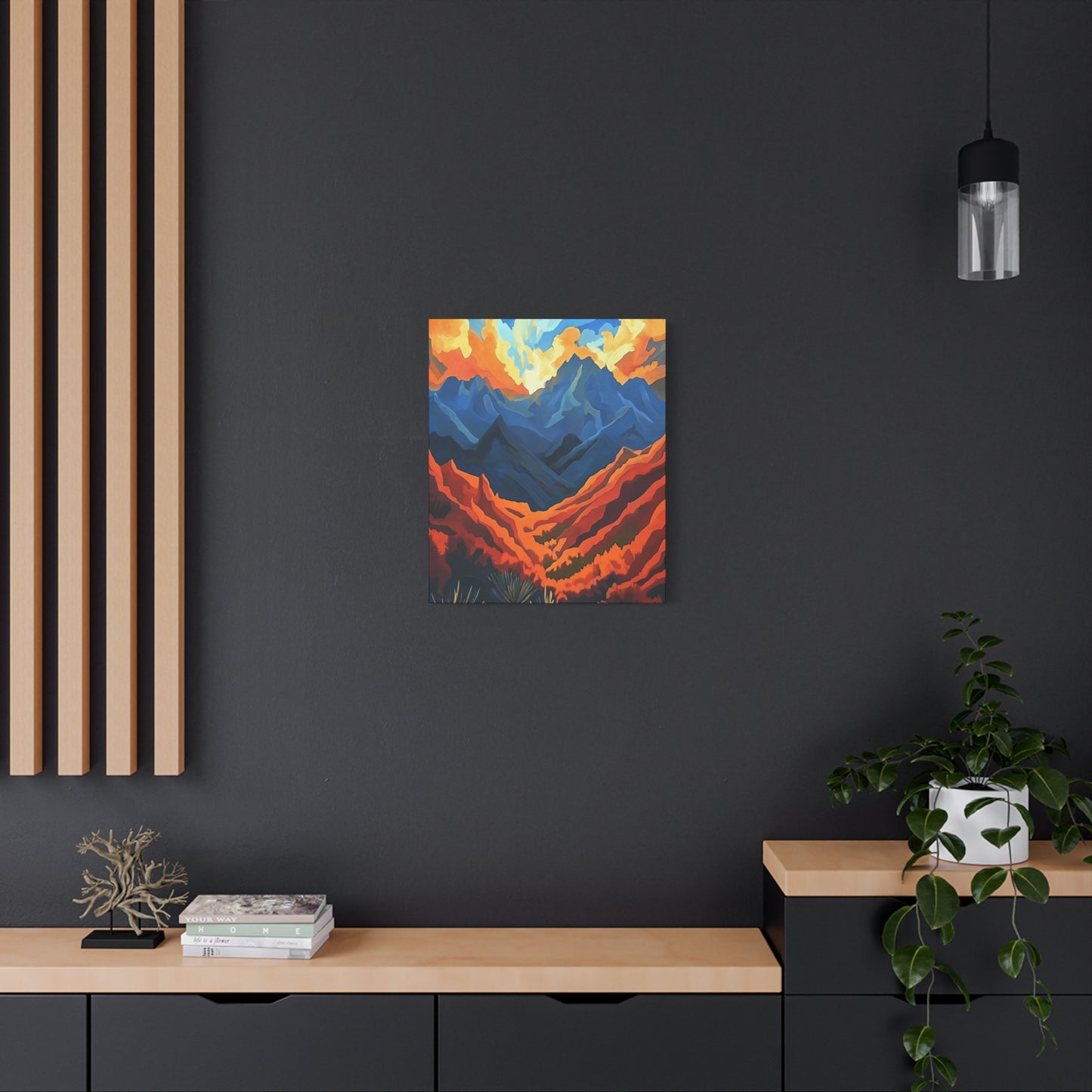 "Where are We?" Vibrant Mountain Landscape Canvas Art