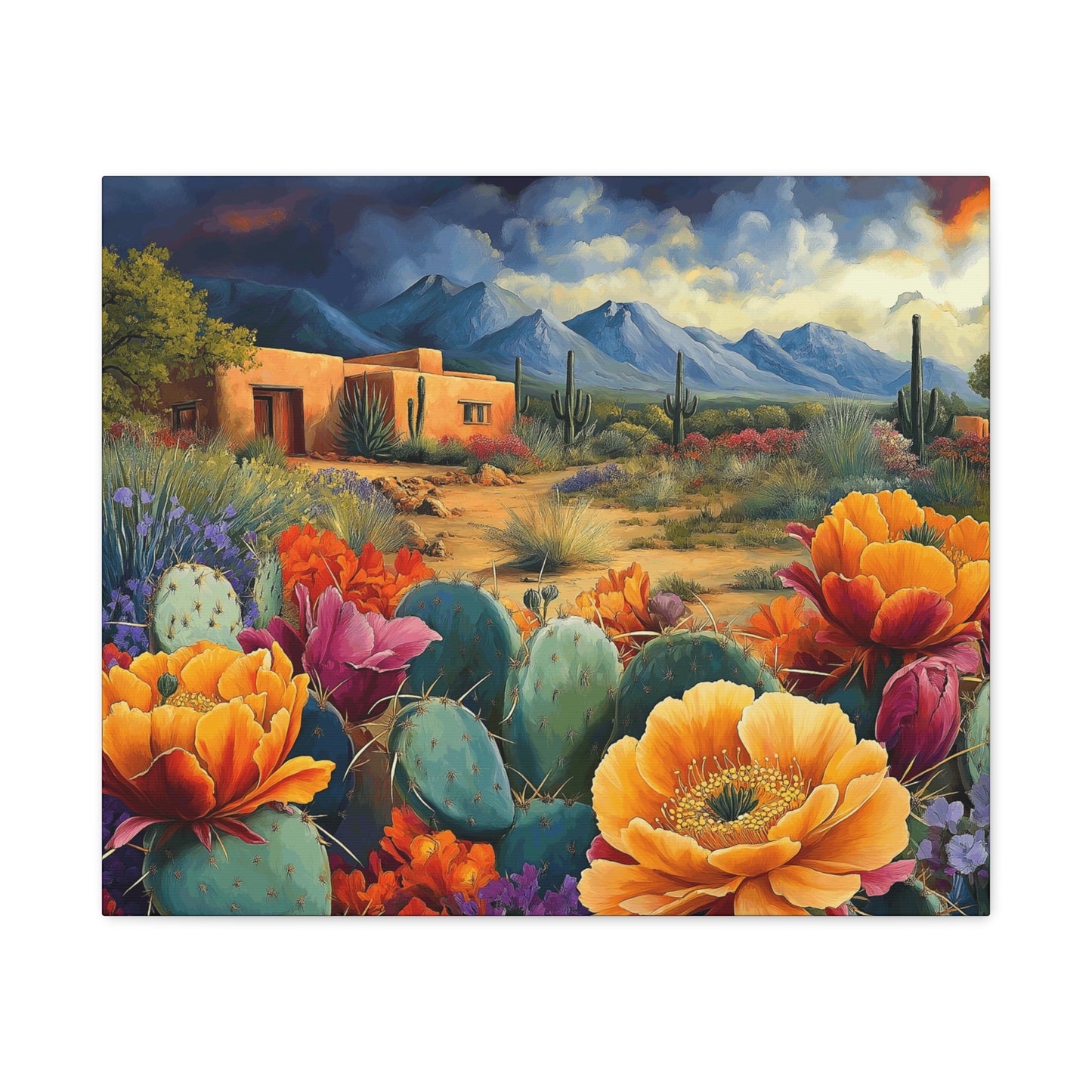 Desert Bloom Canvas Art - Vibrant Southwest Landscape