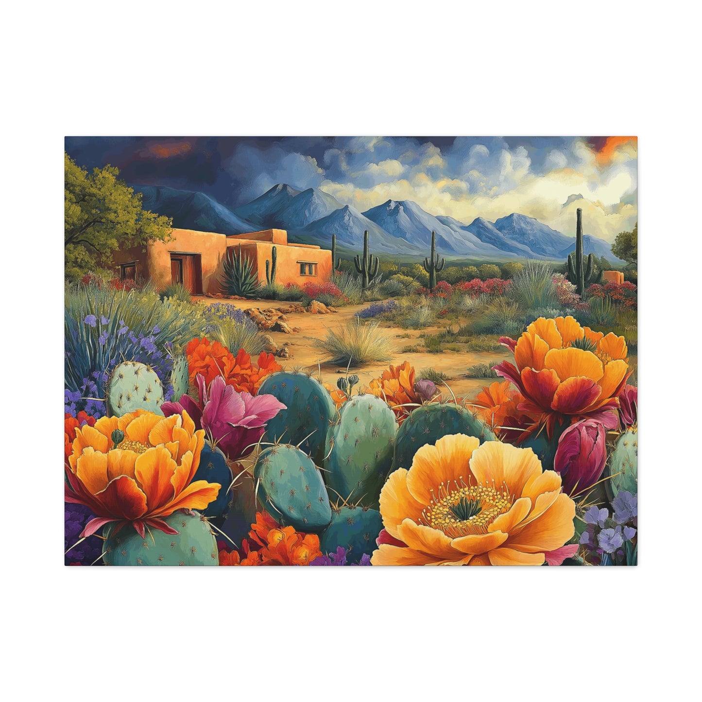 Desert Bloom Canvas Art - Vibrant Southwest Landscape